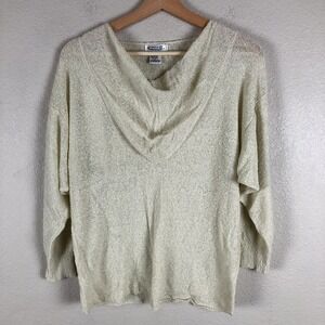 Campus Casuals Shirt Sweater Womens Large Off White Knit Loose Neck Sheer Casual